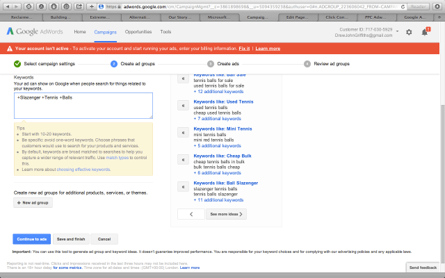 Modified broad match Pay per click