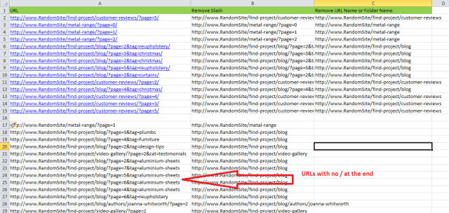 Removing everything after last trailing slash excel
